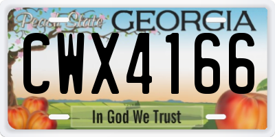 GA license plate CWX4166