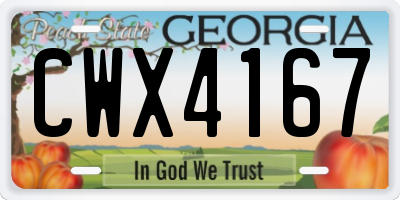 GA license plate CWX4167