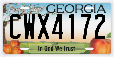 GA license plate CWX4172