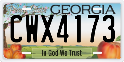 GA license plate CWX4173