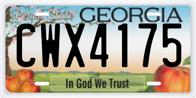 GA license plate CWX4175