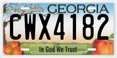GA license plate CWX4182