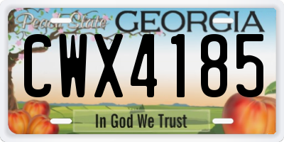 GA license plate CWX4185