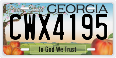 GA license plate CWX4195