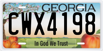 GA license plate CWX4198
