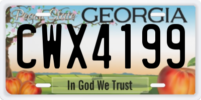 GA license plate CWX4199