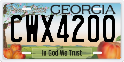 GA license plate CWX4200