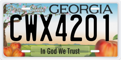 GA license plate CWX4201