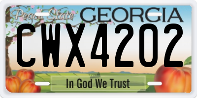 GA license plate CWX4202