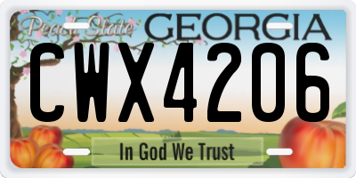 GA license plate CWX4206