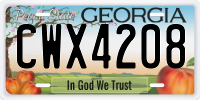 GA license plate CWX4208