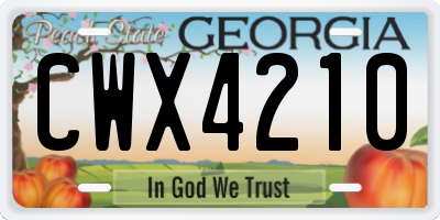 GA license plate CWX4210