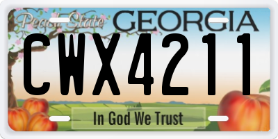 GA license plate CWX4211