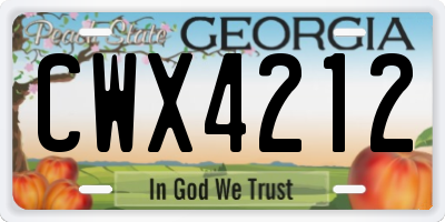 GA license plate CWX4212