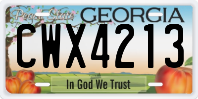 GA license plate CWX4213