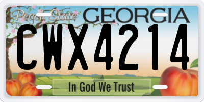GA license plate CWX4214