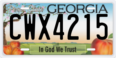 GA license plate CWX4215