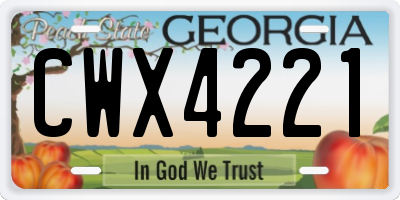 GA license plate CWX4221