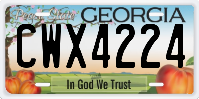 GA license plate CWX4224