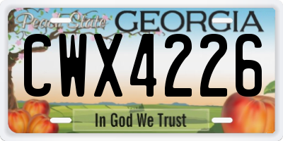 GA license plate CWX4226