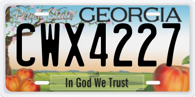 GA license plate CWX4227