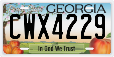 GA license plate CWX4229