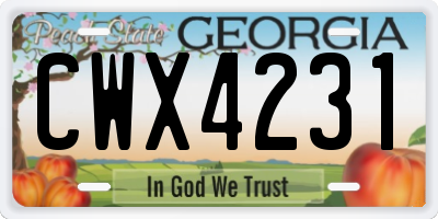 GA license plate CWX4231