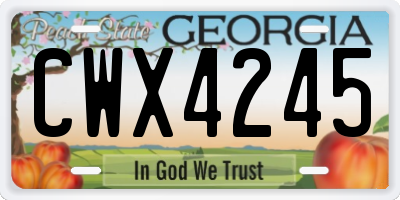GA license plate CWX4245
