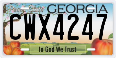 GA license plate CWX4247