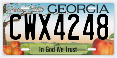 GA license plate CWX4248