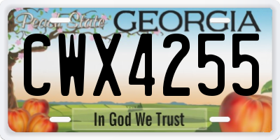 GA license plate CWX4255