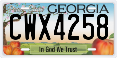 GA license plate CWX4258