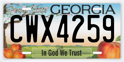 GA license plate CWX4259