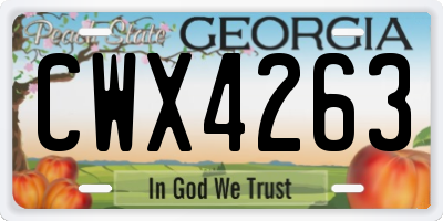 GA license plate CWX4263