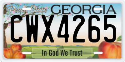 GA license plate CWX4265
