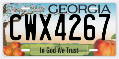 GA license plate CWX4267