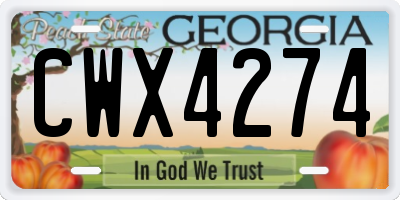 GA license plate CWX4274