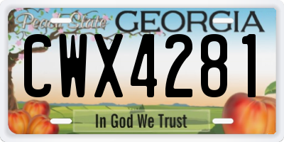 GA license plate CWX4281