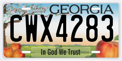 GA license plate CWX4283