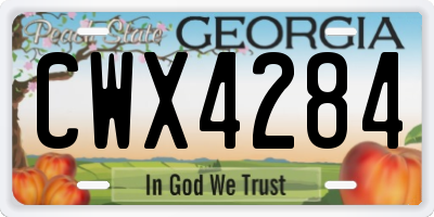 GA license plate CWX4284