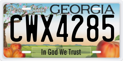 GA license plate CWX4285