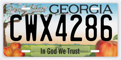 GA license plate CWX4286