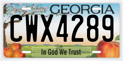 GA license plate CWX4289