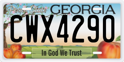 GA license plate CWX4290