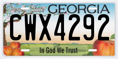 GA license plate CWX4292