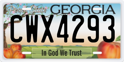 GA license plate CWX4293
