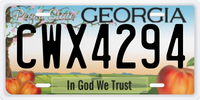 GA license plate CWX4294