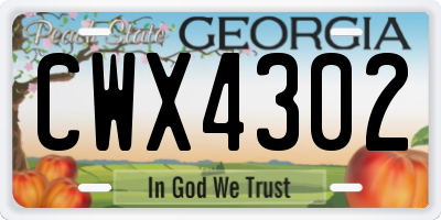 GA license plate CWX4302