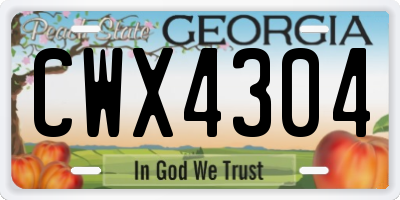 GA license plate CWX4304