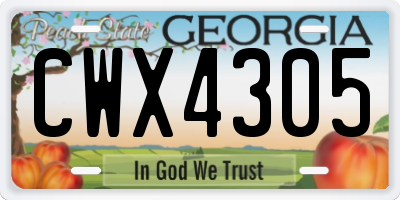 GA license plate CWX4305